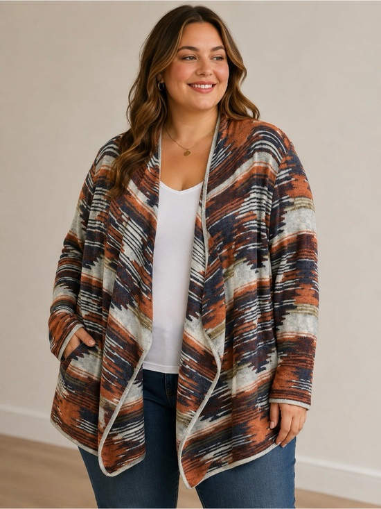 Lucky Brand Sweaters - Lucky Brand Aztec Southwestern Cardigan Sweater Women's Sz L Flyaway Open‎ Front